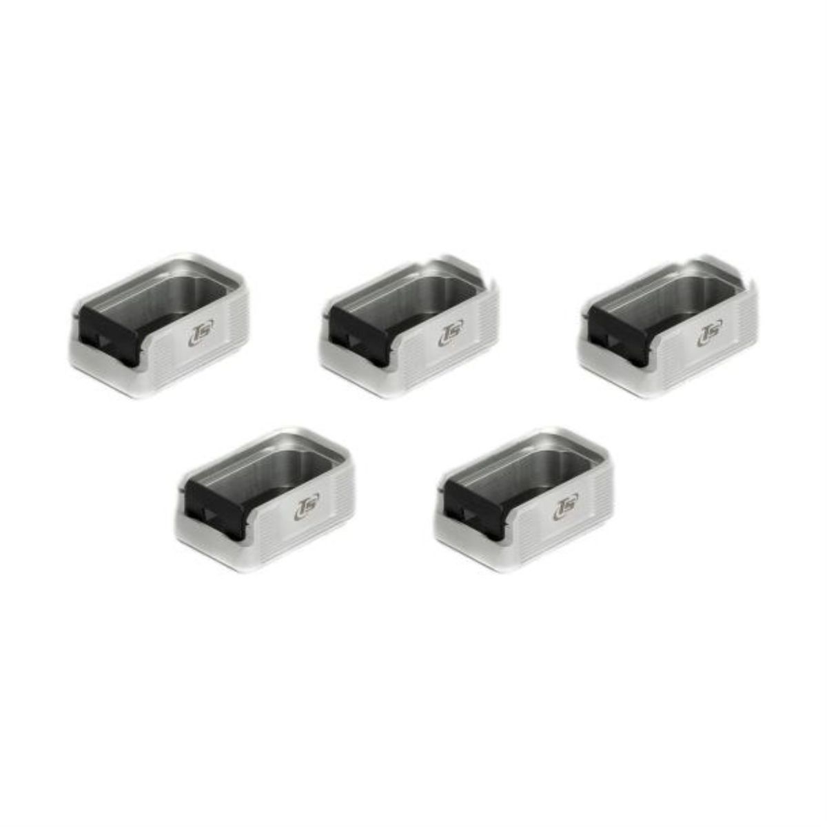 Kit 5 x +2 Magazinerweiterung | quick release base pad | Silber