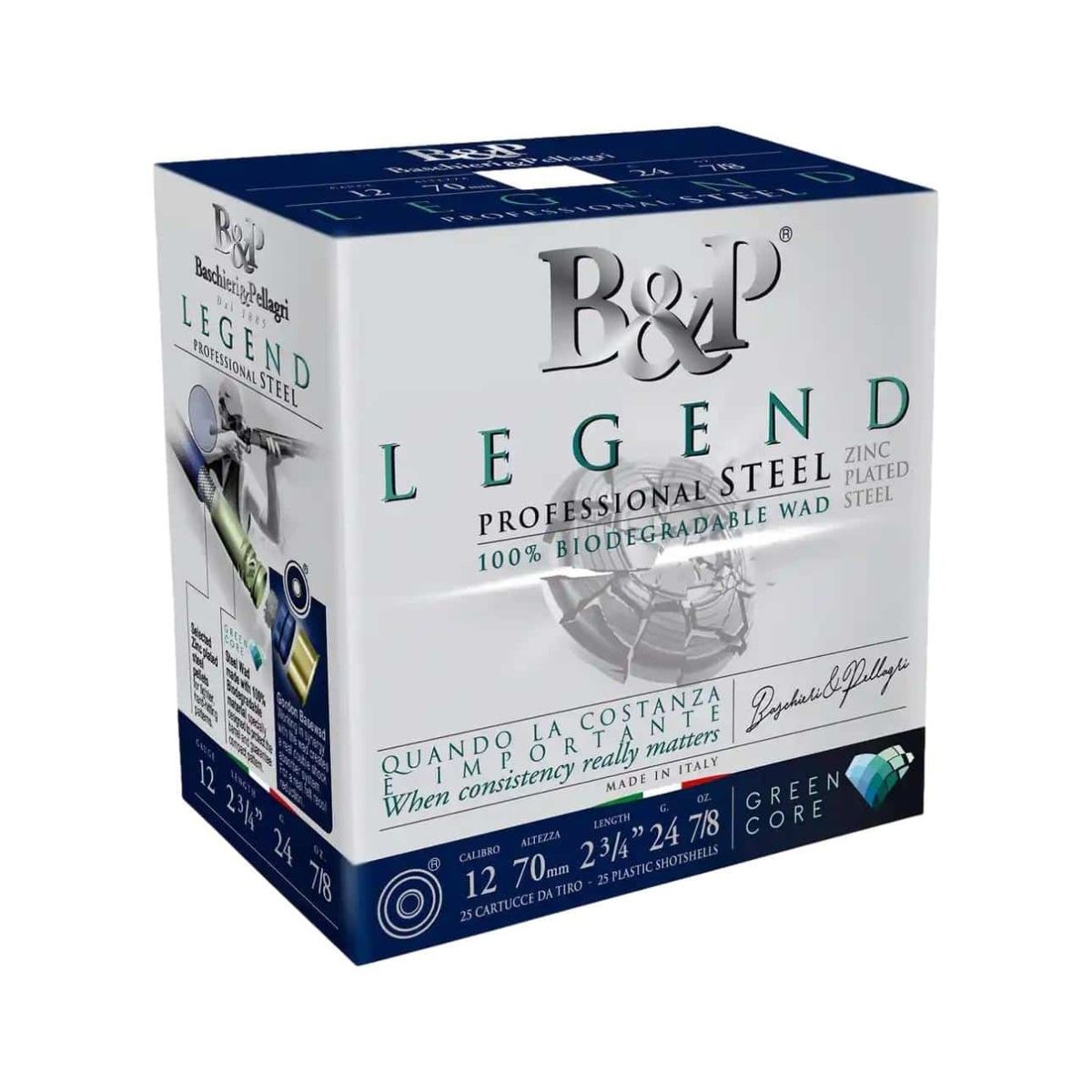 F2 Legend Professional Steel Green Core | 24g | 2,5mm | 12/70 - 250 Patronen