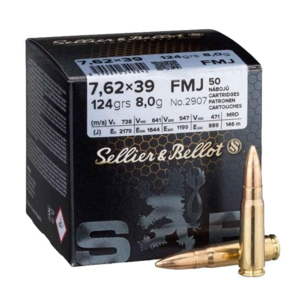 FMJ | 124grs | 8g | 7.62x39mm | 50 Patronen